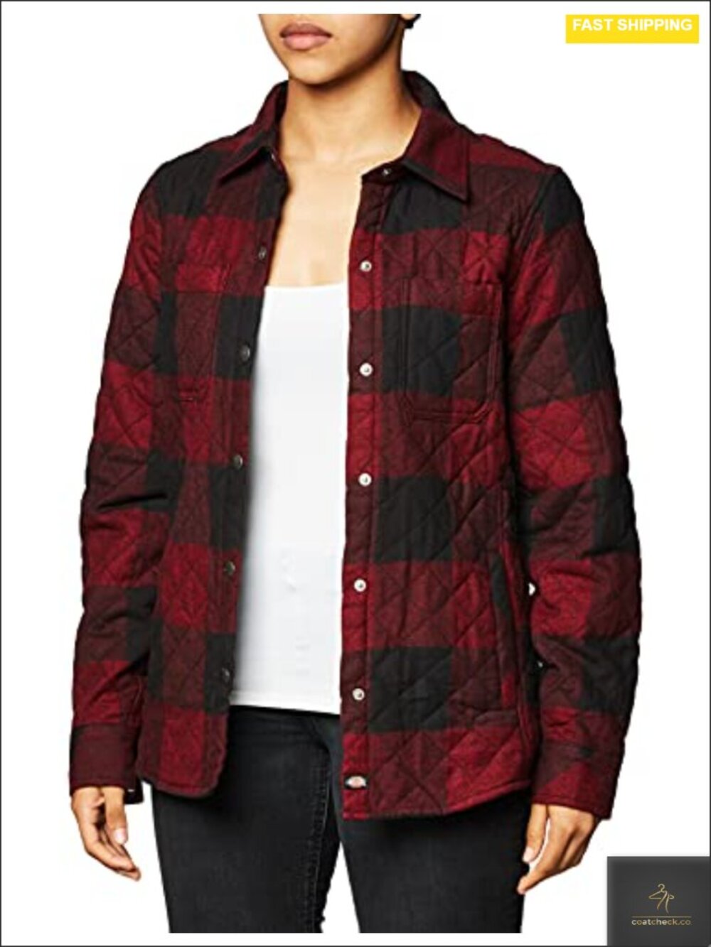 Quilted Flannel Shirt Jacket with Jersey Lining - Women's Casual Jacket